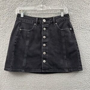 American Eagle Hi‎ Rise A Line Mini Skirt Black Denim Casual Festival Women's 2